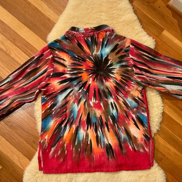 Dilemma organic cotton colorful open front fringe jacket - Picture 3 of 14